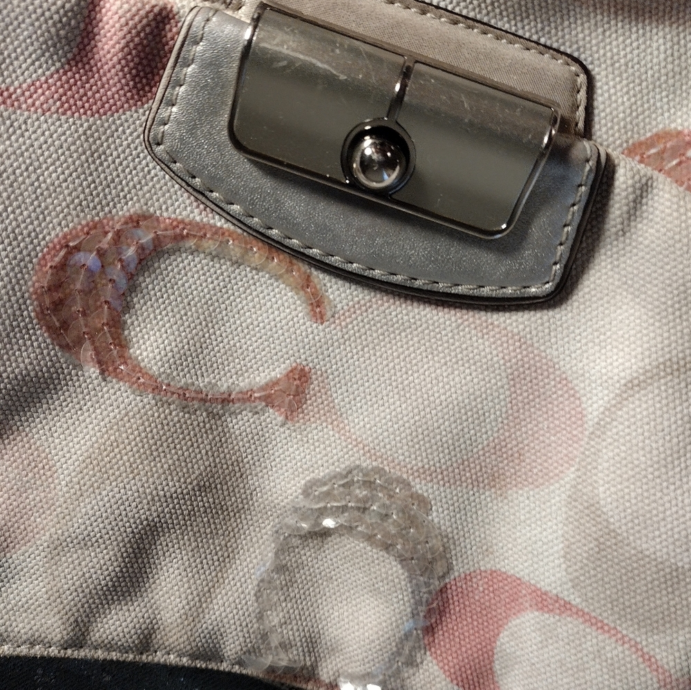 Y2K Rare Coach Sequin Pink Iridescent Holographic Satchel Crossbody Bag Vint… - Picture 9 of 16